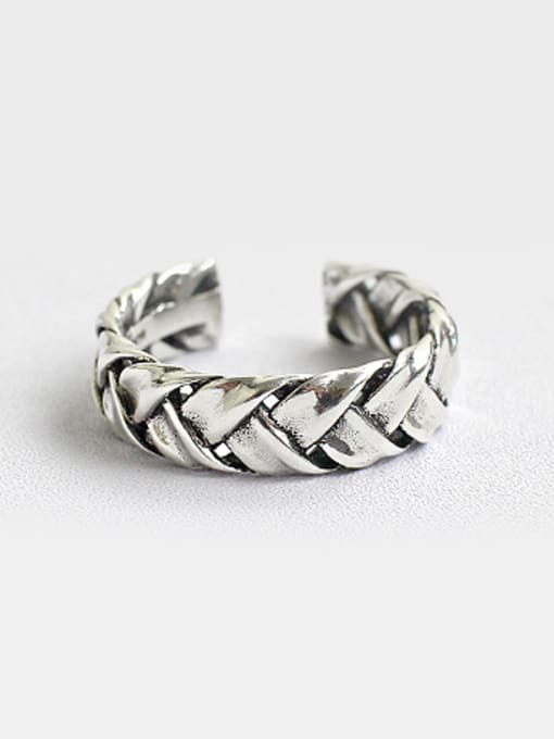 DAKA Personalized Antique Silver Plated Woven Opening Silver Ring 0