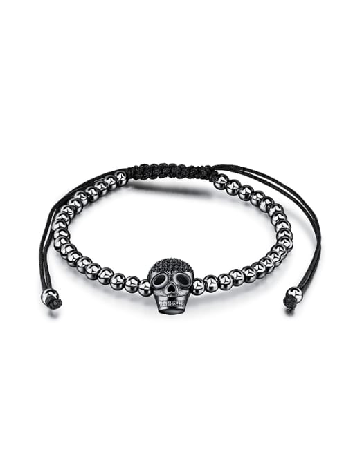 Black Punk style Little Skull Beads Adjustable Bracelet