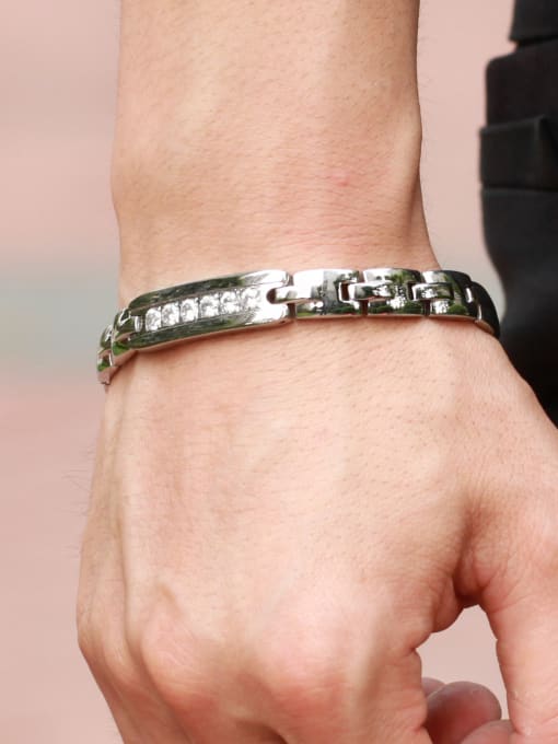 Open Sky Fashion Rhinestones Cubic Magnets Titanium Lovers Bracelet 1