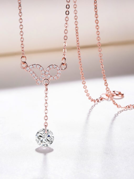 One Silver Letter Zircon Necklace 2