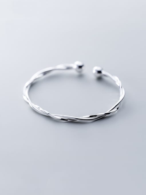 Rosh S990 pure silver  With Platinum Plated Simplistic Irregular Bangles 1