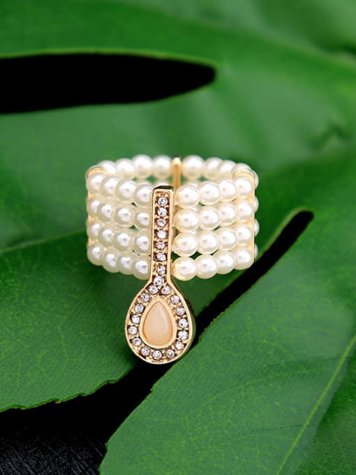 KM Multi layer Artificial Pearls Stretch Western Style Ring 1