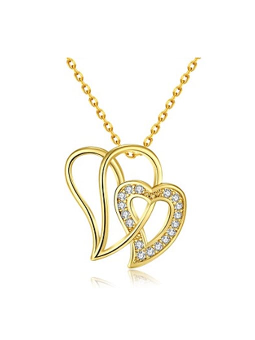 Gold Simple Hollow Heart shaped Zircon Necklace