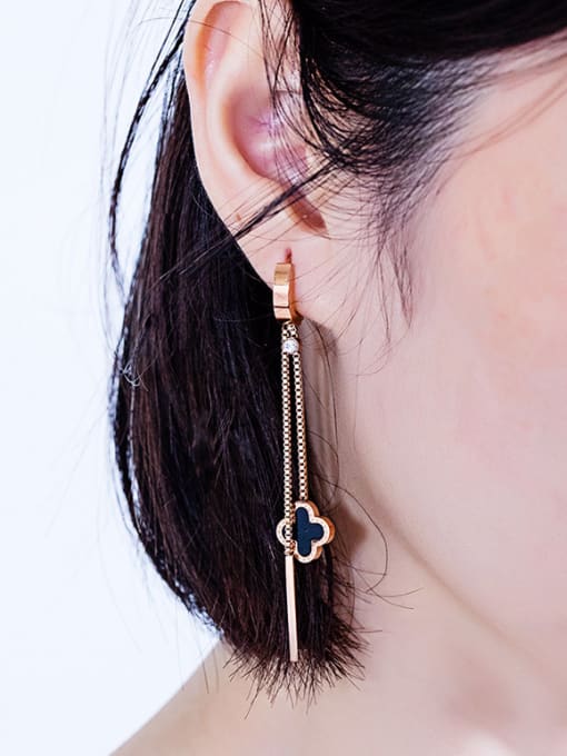 Open Sky Stainless Steel With Rose Gold Plated Personality Flower Tassel Earrings 1