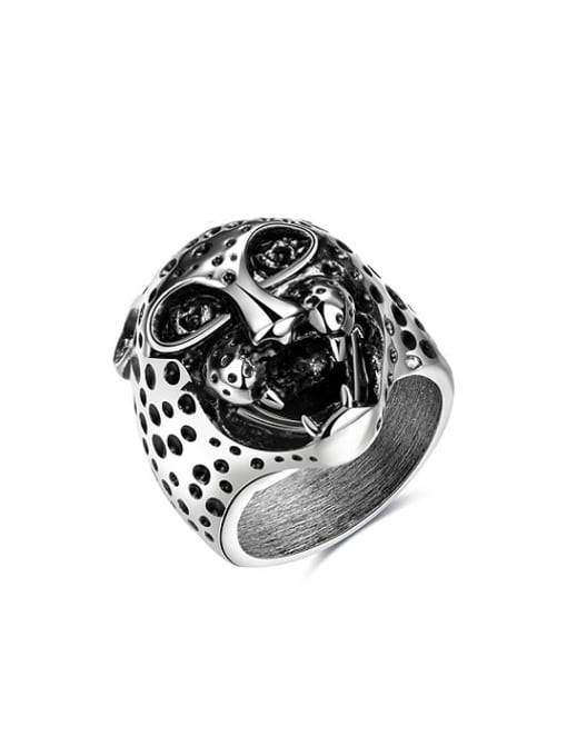 Ronaldo Personality Leopard Shaped Stainless Steel Men Ring 0