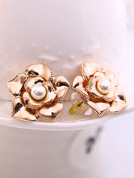 BESTIE Alloy Rose Gold Plated Fashion Artificial Stones Flower Two Pieces Jewelry Set 2