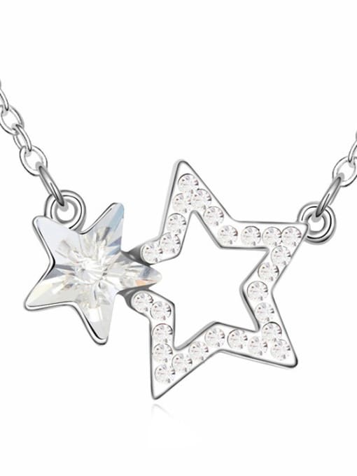 QIANZI Fashion austrian Crystals Double Stars Alloy Necklace 2