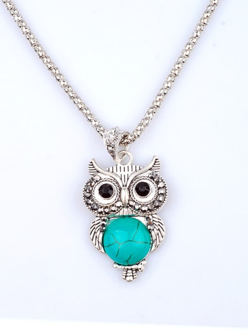 Qunqiu Retro style Turquoise stones Owl Alloy Three Pieces Jewelry Set 2