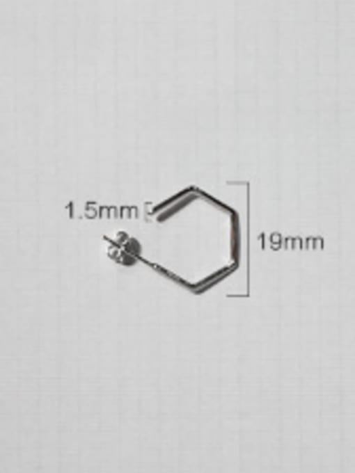DAKA Simple Hexagonal shaped Silver Stud Earrings 2