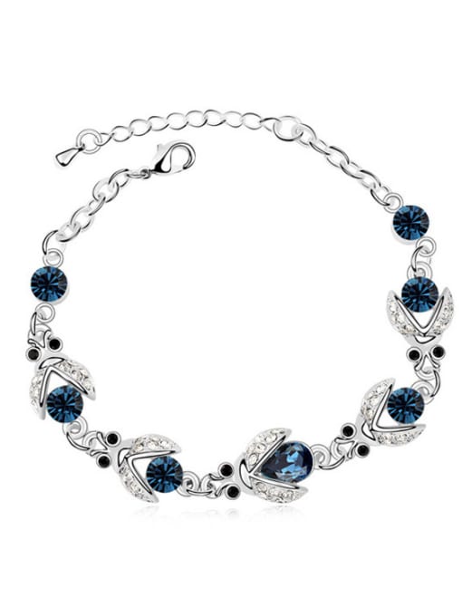 royal blue Fashion Little Beetles Cubic austrian Crystals Alloy Bracelet