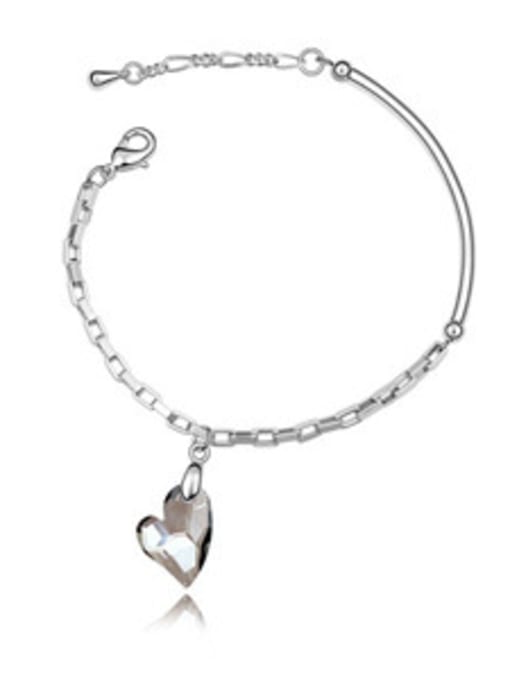 grey Simple Heart austrian Crystal Alloy Bracelet