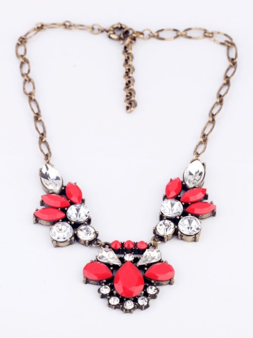 KM Flower Shaped Artificial Stones Alloy Necklace 2