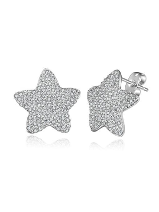 UNIENO Simple Star Cubic Zircon Stud Earrings