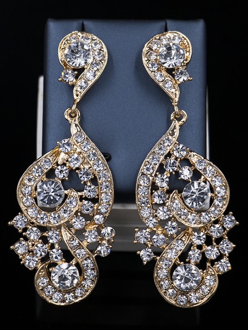 Lan Fu 2018 Exaggerated Cubic Glass Rhinestones Two Pieces Jewelry Set 2