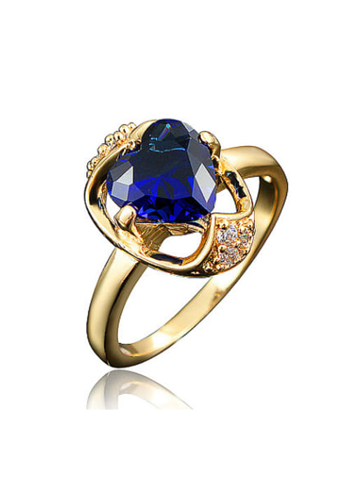 SANTIAGO Blue Heart Shaped Zircon 18K Gold Plated Ring 0