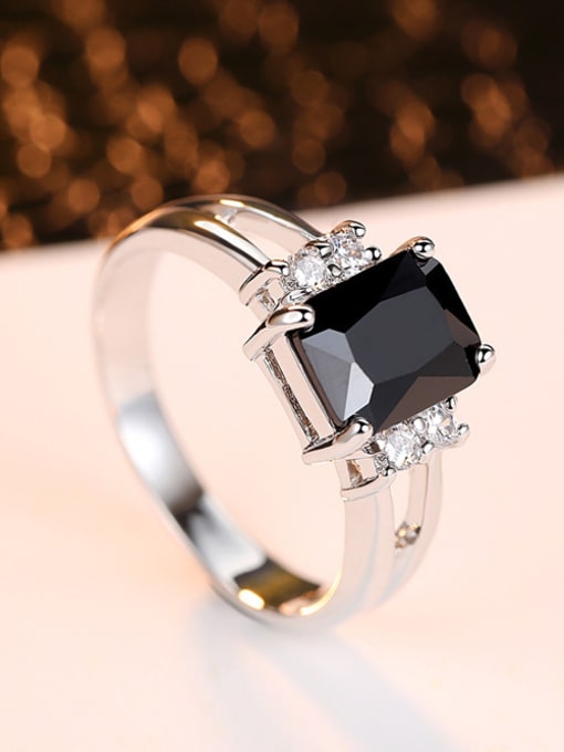 RANSSI Fashion Black Zircon Copper Ring 1