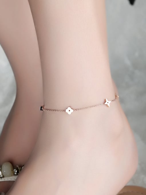 Open Sky Simple Tiny Decorations Rose Gold Plated Titanium Anklet 1