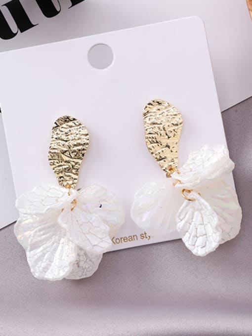 Girlhood Alloy With Imitation Gold Plated Simplistic Colorful sequins Leaf Drop Earrings 2