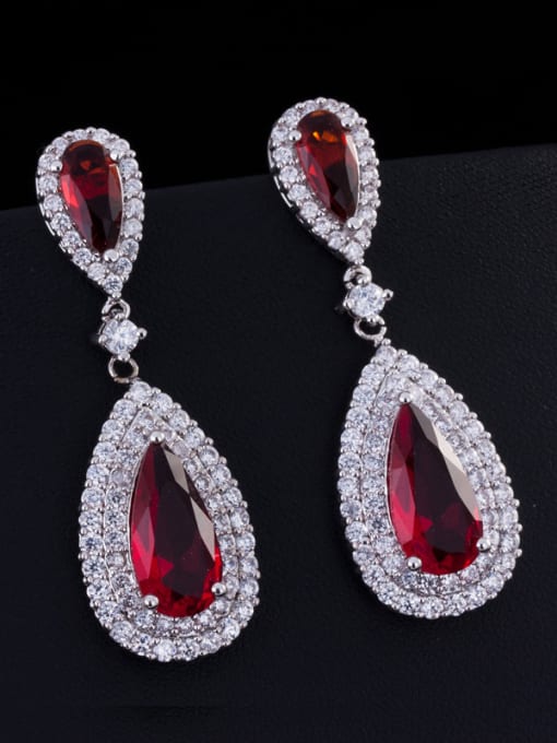 Red 2018 Fashion Wedding Water Drop Cluster earring