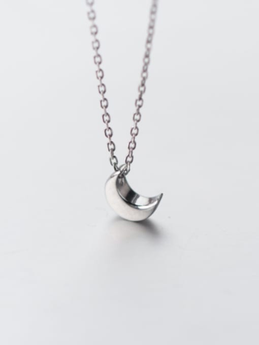Rosh S925 Silver Smonth Moon Necklace 0