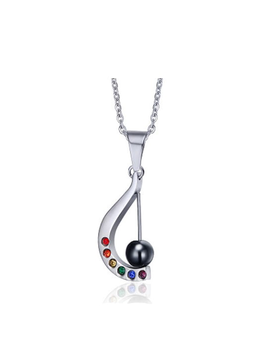 CONG Colorful Harp Shaped Stainless Steel Rhinestone Pendant 0