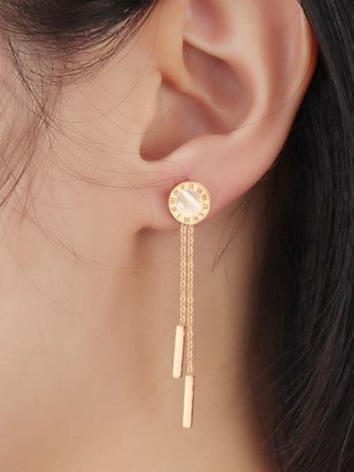 rose gold Elegant Rose Gold Plated Shell Titanium Drop Earrings