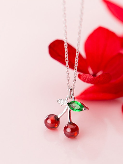 Rosh 925 Sterling Silver With Platinum Plated Cute Cherry Necklaces 1