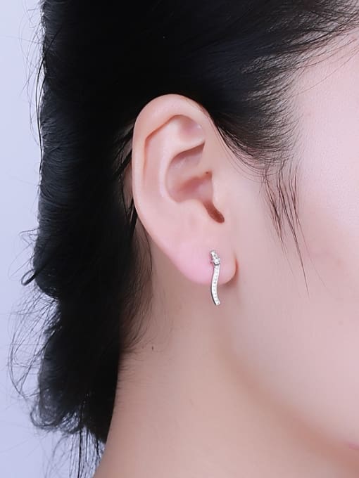 One Silver Charming Geometric Shaped Zircon Earrings 1