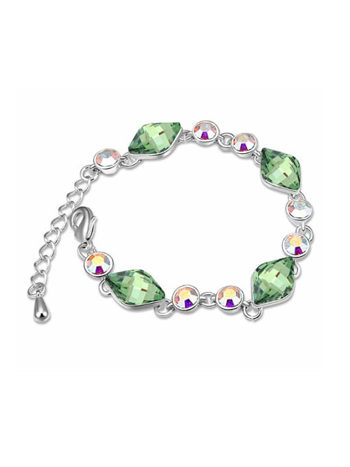 Green Fashion Rhombus austrian Crystals Platinum Plated Bracelet