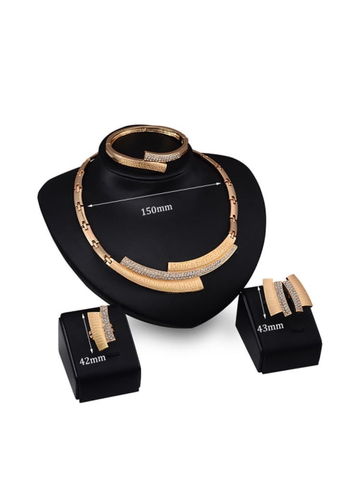 BESTIE Alloy Imitation-gold Plated Fashion Rhinestone Four Pieces Jewelry Set 2