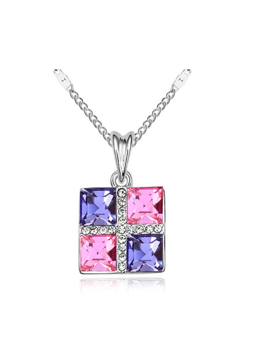 QIANZI Fashion Square austrian Crystals Pendant Alloy Necklace