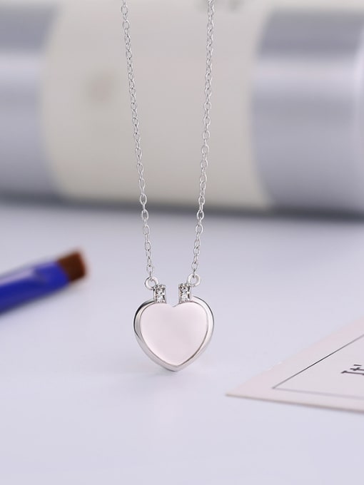 One Silver Lovely Heart Crystal Necklace 2