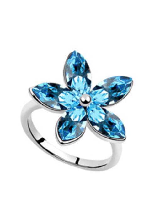 blue Fashion Marquise austrian Crystals Flower Alloy Ring