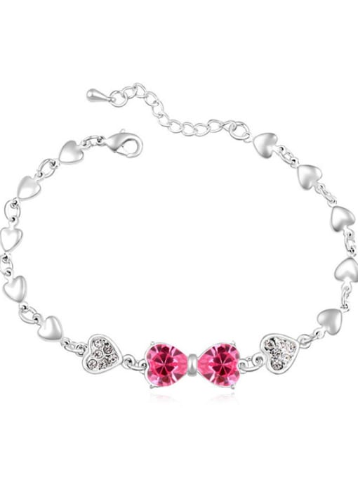 QIANZI Simple Little Heart austrian Crystals Alloy Bracelet 1