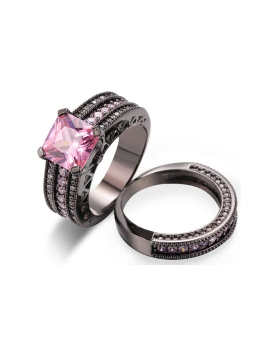 ZK Selling Jewelry Exquisite Pink Zircons Black Ring 1