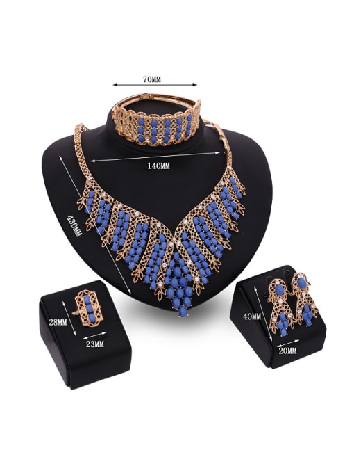 BESTIE Alloy Imitation-gold Plated Ethnic style Stones Four Pieces Jewelry Set 2