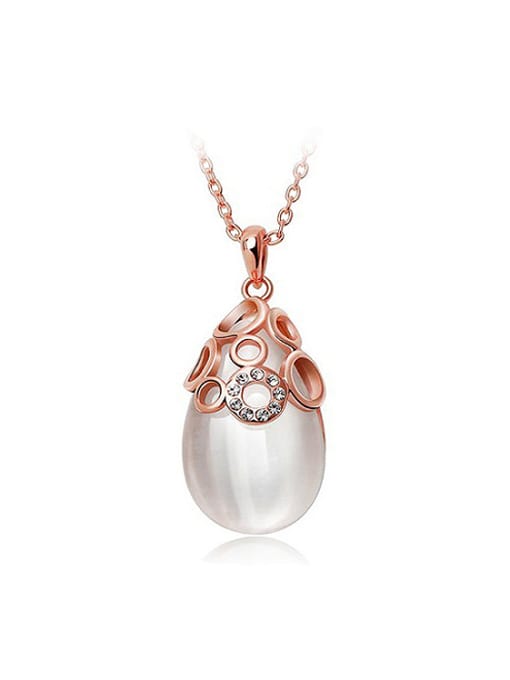 Ya Heng Fashion Water Drop White Opal Stone Copper Pendant 0
