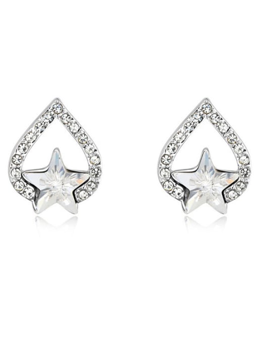White Fashion Star austrian Crystals Water Drop Alloy Stud Earrings
