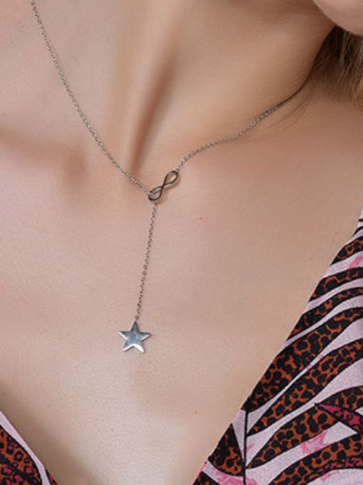 CONG Adjustable Silver Plated Star Shaped Titanium Necklace 1