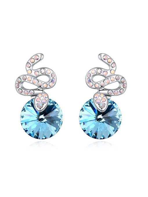 Blue Fashion Cubic austrian Crystals Little Snake Stud Earrings