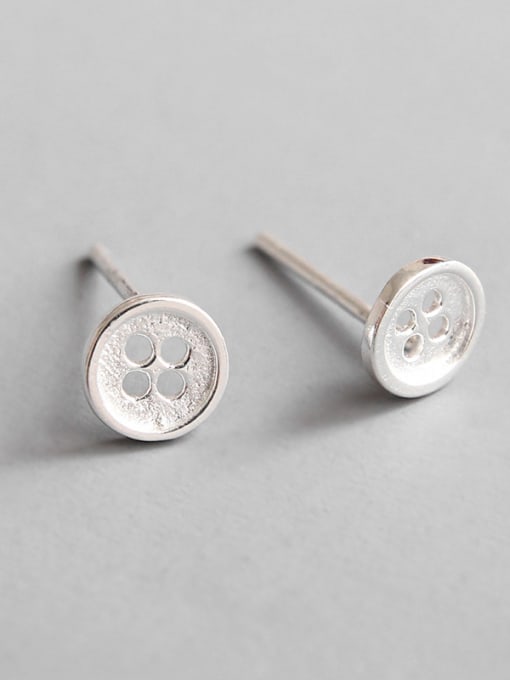 DAKA Sterling Silver geometric button studs earring 2