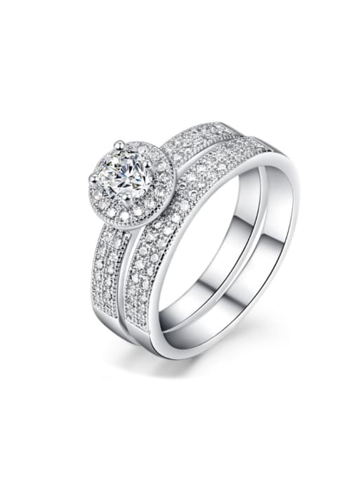 ZK Hot Selling Double Separated Ring with Zircons 0
