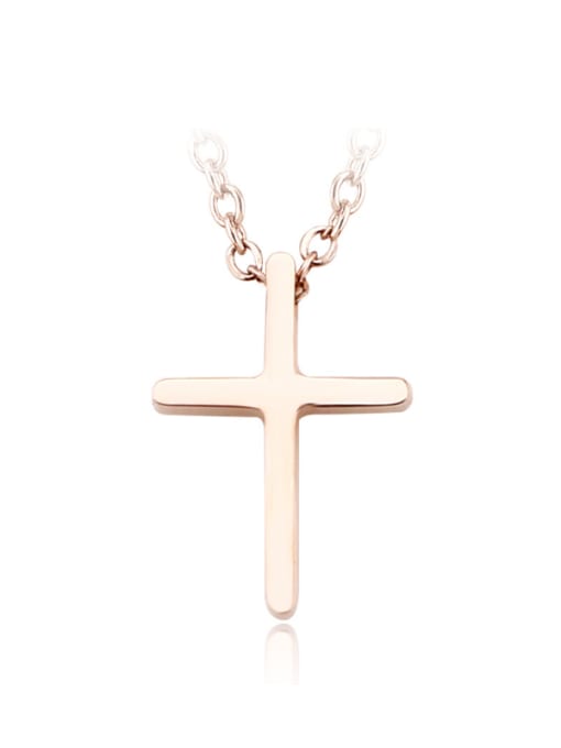 Rose Gold Titanium Stainless Steel Cross Shaped Necklace