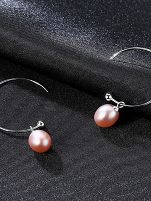 Purple Sterling silver freshwater pearls minimalist earrings