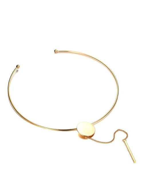 CONG Fashionable Gold Plated Round Shaped Titanium Choker 0
