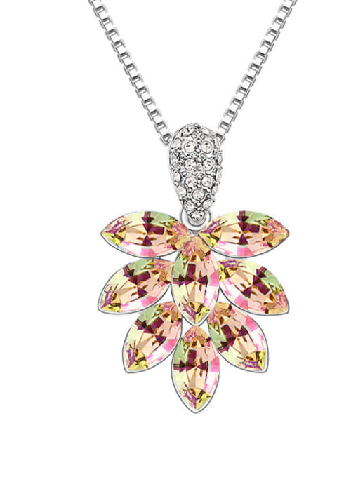 yellow Fashion Marquise austrian Crystals Flowery Pendant Alloy Necklace