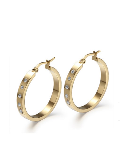CONG Fashionable Gold Plated Geometric Shaped Rhinestone Clip Earrings 0