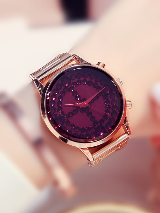 Red GUOU Brand Fashion Rhinestones Mechanical Watch
