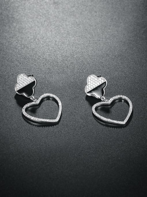 Mo Hai Copper With Platinum Plated Cute Heart Drop Earrings 1