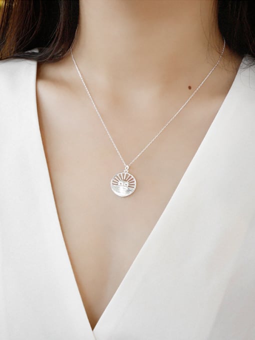 DAKA Sterling silver personality versatile sun round necklace 1
